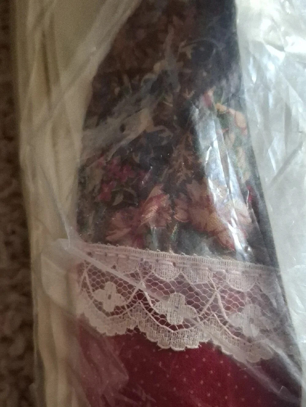 Emerald Burgundy and White Layered Curtain Set